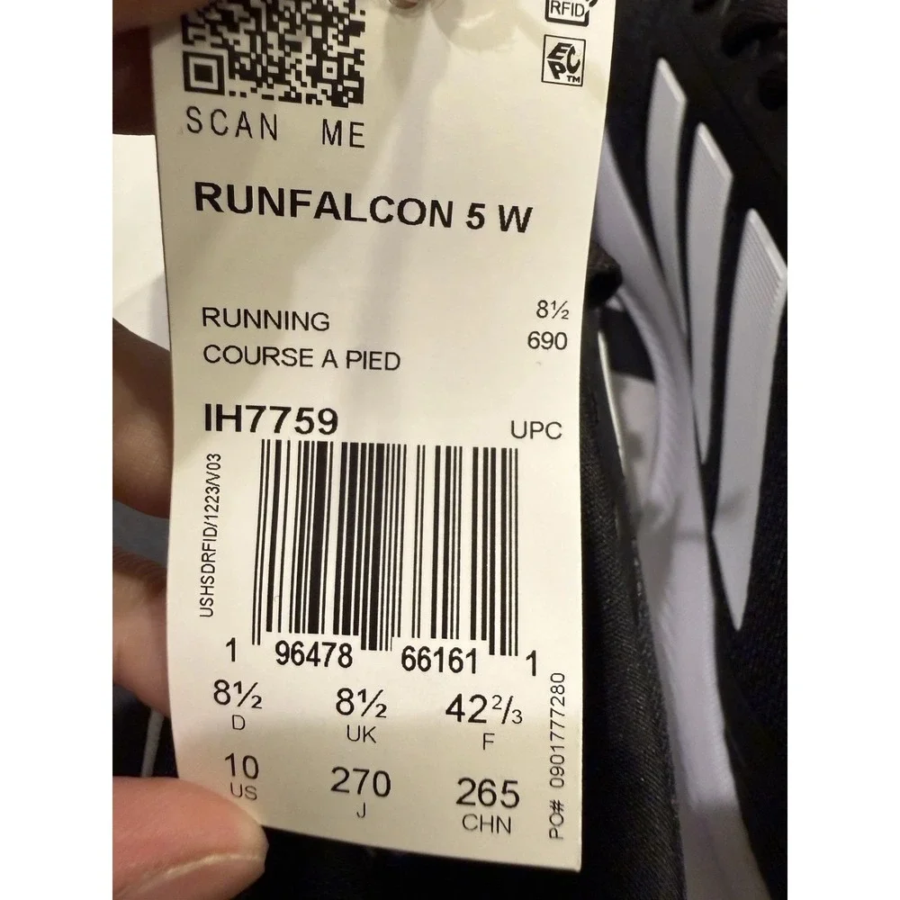 Adidas Runfalcon 5 W Running Shoes Women 10 Black‎ White IH7759 Cloudfoam Mesh